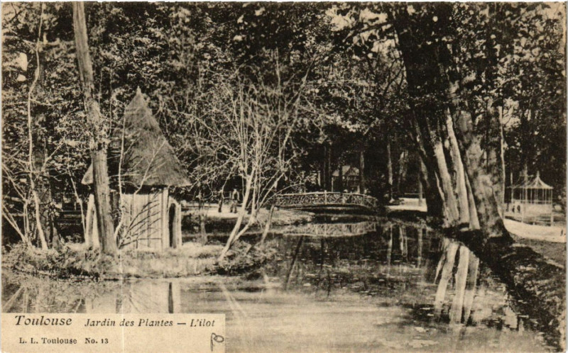 Carte postale ancienne Toulouse - Jardin des Plantes - L'ilot à Toulouse
