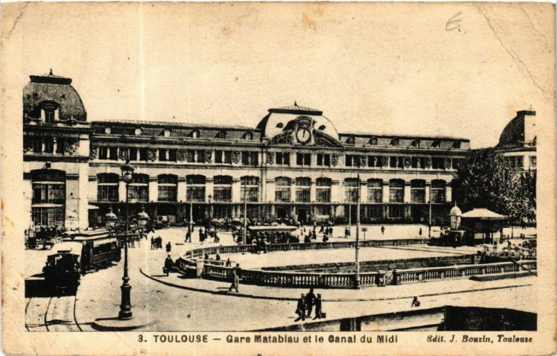 Carte postale ancienne Toulouse - Gare Matabiau et le Canal du Midi à Toulouse