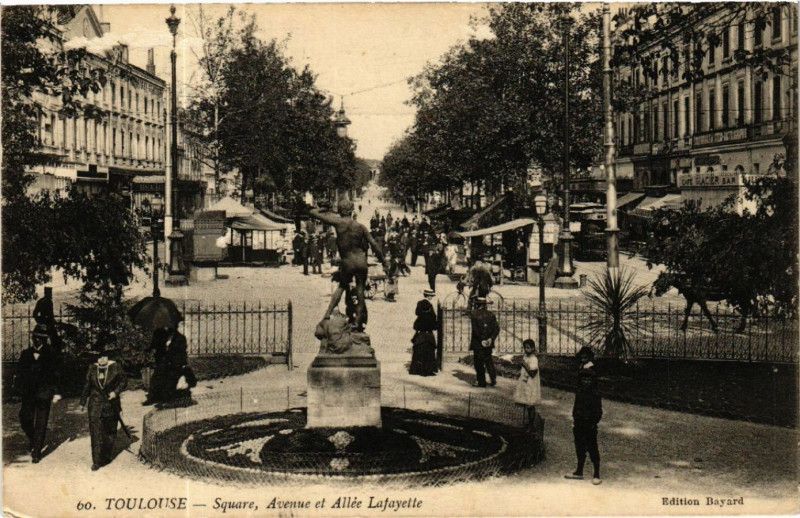 Carte postale ancienne Toulouse - Square Avenue et Allée Lafayette à Toulouse