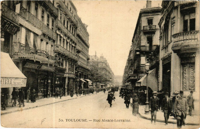 Carte postale ancienne Toulouse - Rue Alsace Lorraine à Toulouse
