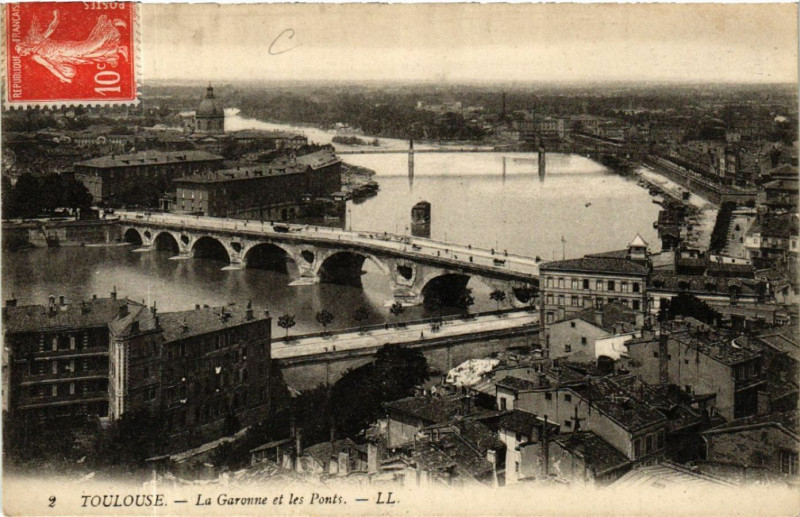Carte postale ancienne Toulouse - La Garonne et les Ponts à Toulouse