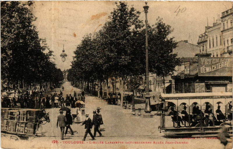 Carte postale ancienne Toulouse - L'Allée Lafayette (Actuellement Allée Jean-Jaurés) à Toulouse