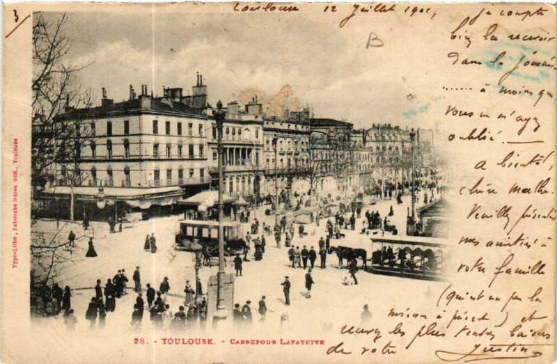Carte postale ancienne Toulouse - Carrefour Lafayette à Toulouse