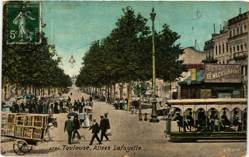 Carte postale ancienne Toulouse - Allées Lafayette à Toulouse
