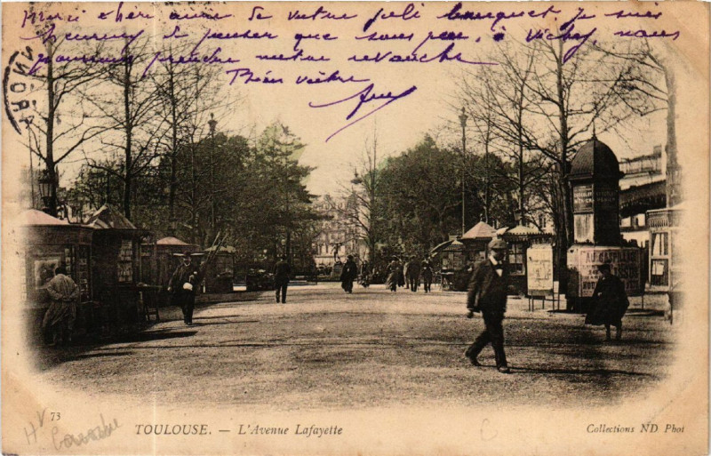 Carte postale ancienne Toulouse - L'Avenue Lafayette à Toulouse