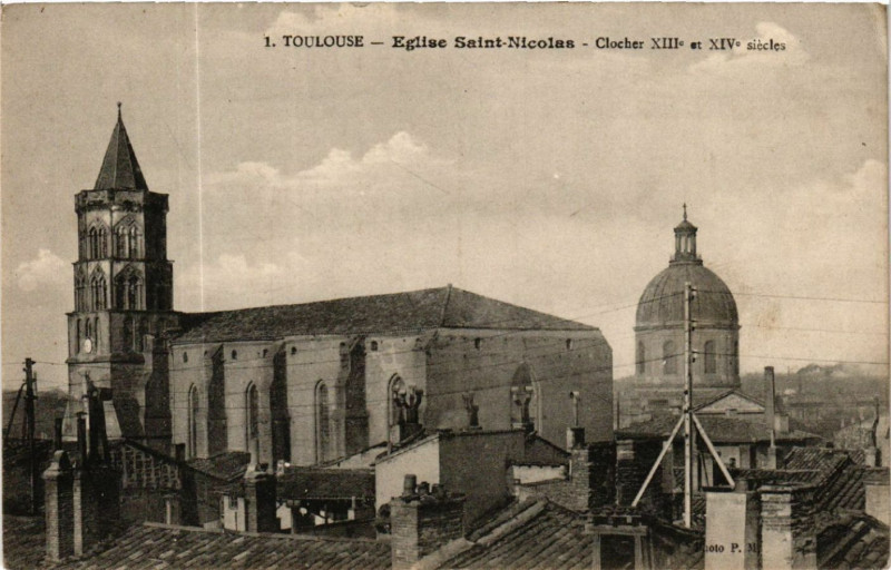 Carte postale ancienne Toulouse - Eglise Saint-Nicolas - Clocher Xiii et Xiv siécles à Toulouse
