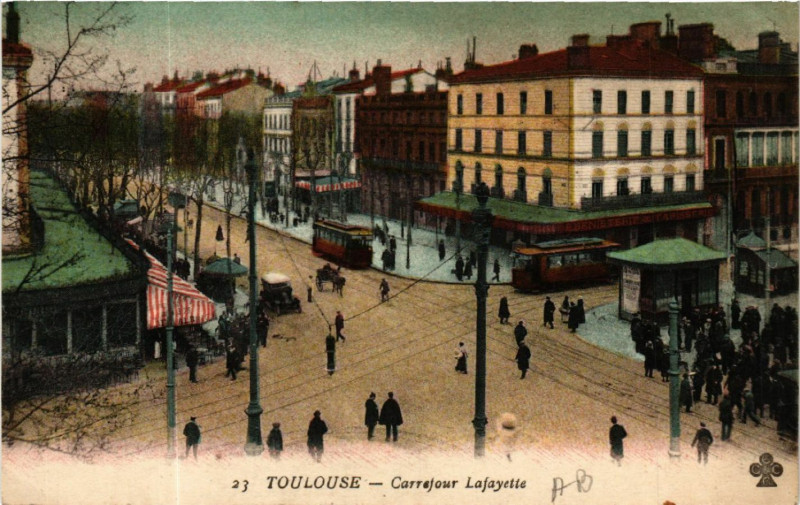 Carte postale ancienne Toulouse - Carrefour Lafayette à Toulouse