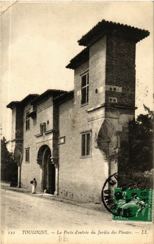 Carte postale ancienne Toulouse - La Poste d'entrée du Jardin des Plantes à Toulouse