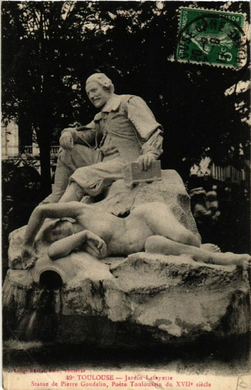 Carte postale ancienne Toulouse - Jardin Lafayette - Statue de Pierre Goudelin Pete... à Toulouse