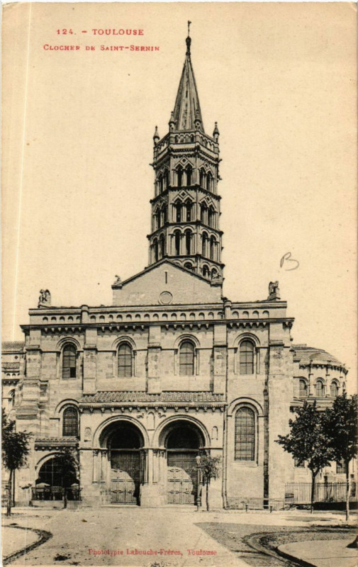 Carte postale ancienne Toulouse - Clocher de Saint-Sernin à Toulouse