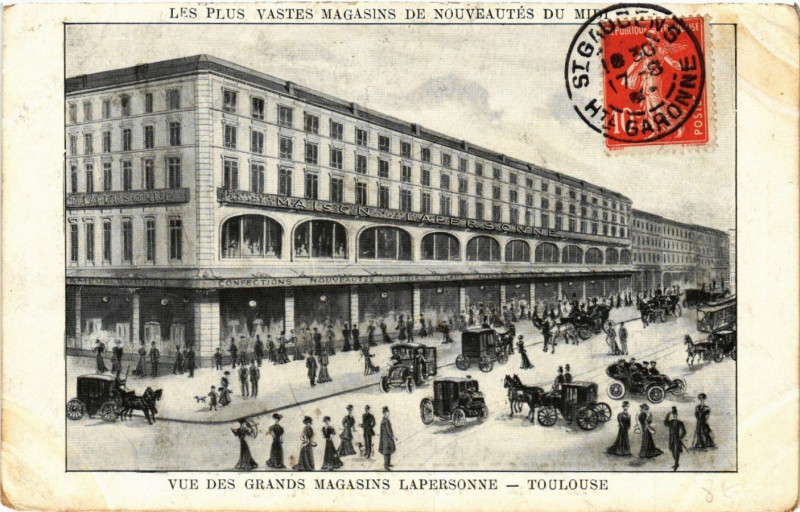 Carte postale ancienne Vue des Grands Magasins Lapersonne - Toulouse à Toulouse