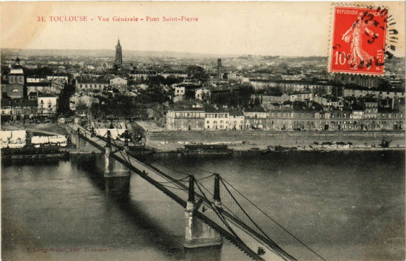 Carte postale ancienne Toulouse - Vue Générale - Pont Saint-Pierre à Toulouse