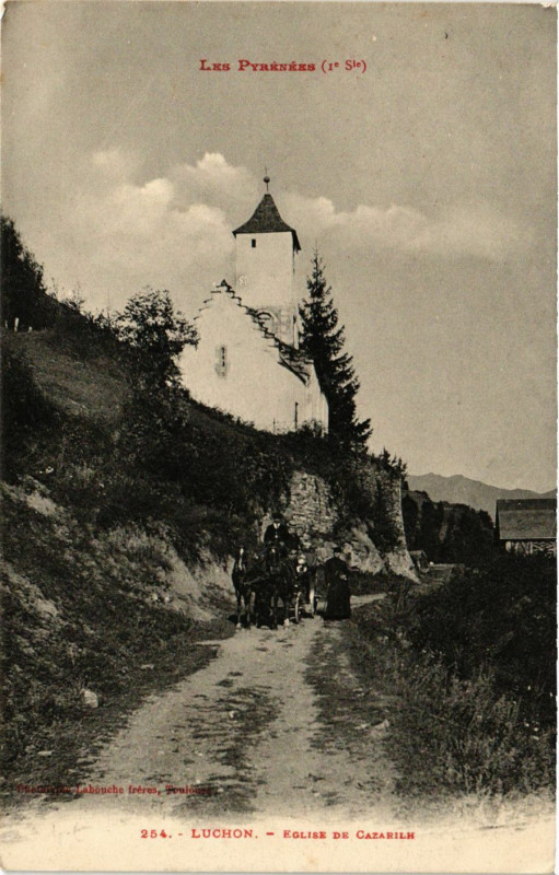 Carte postale ancienne Luchon - Eglise de Cazarilh
