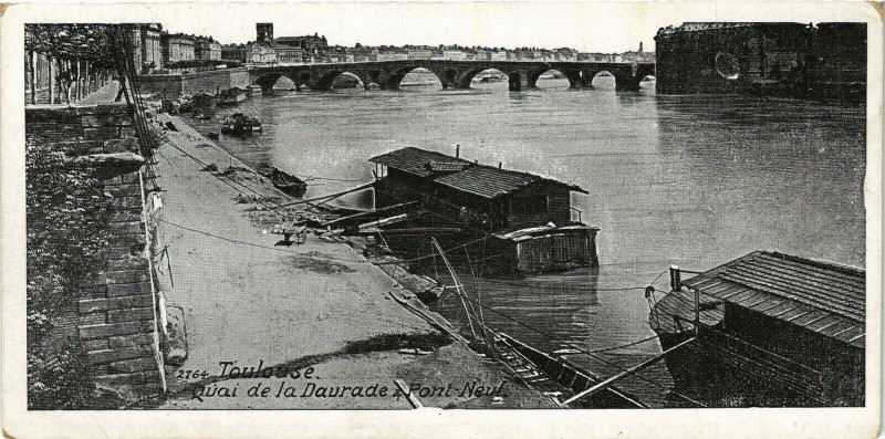 Carte postale ancienne Toulouse - Quai de la Daurade a Font-Neuf à Toulouse