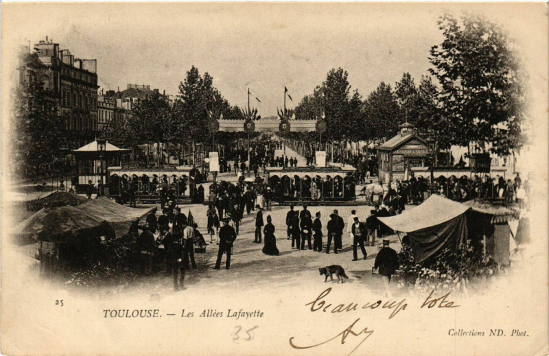 Carte postale ancienne Toulouse - Les Allées Lafayette à Toulouse