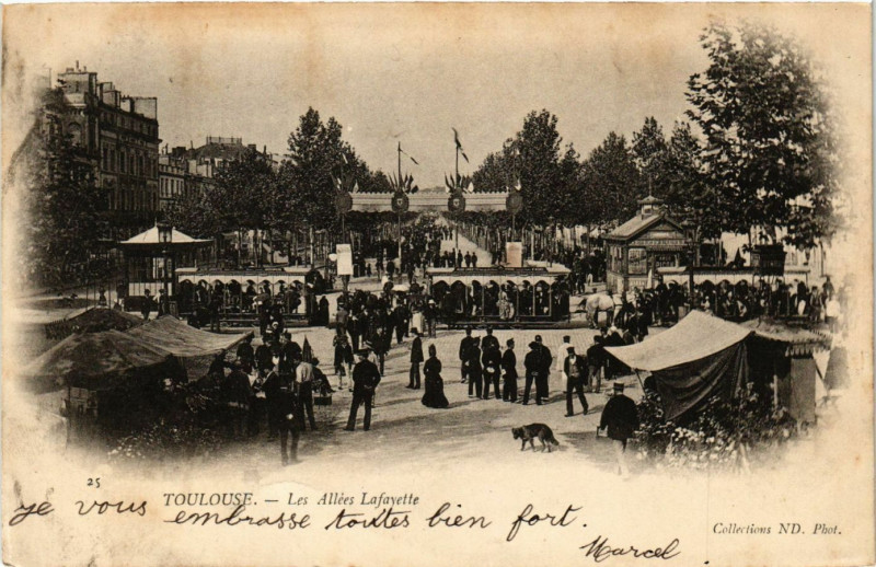 Carte postale ancienne Toulouse - Lea Allées Lafayette à Toulouse