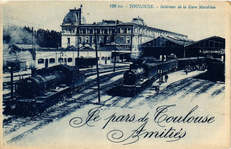 Carte postale ancienne Toulouse - Interieur de la Gare Matabiau à Toulouse