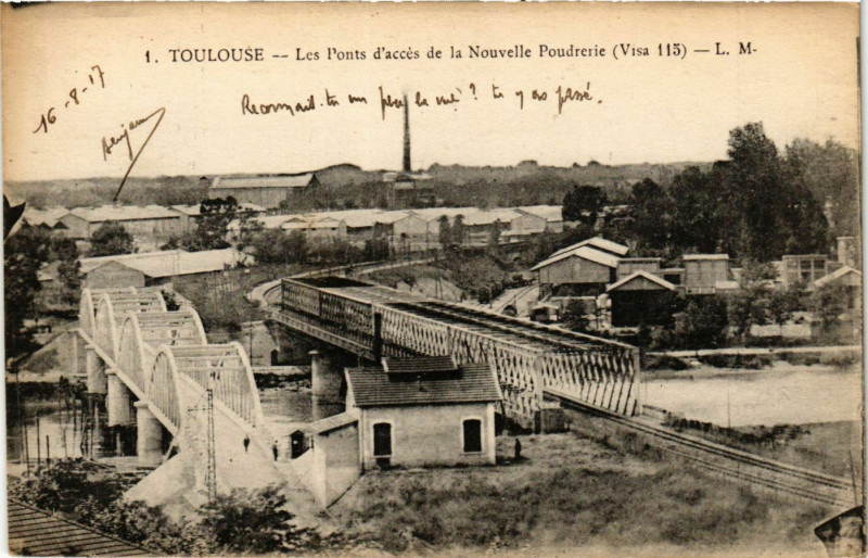 Carte postale ancienne Toulouse - Les Ponts d'acces de la Nouvelle Poudreire à Toulouse