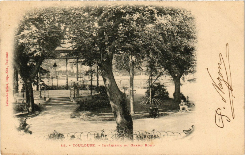 Carte postale ancienne Toulouse - Interieur du Grand Rond à Toulouse