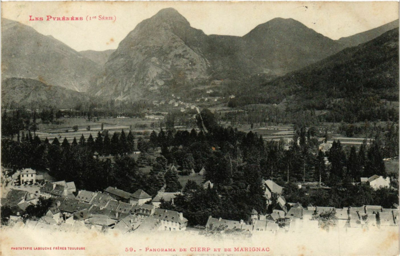 Carte postale ancienne Panorama de Cierp et de Marignac à Marignac