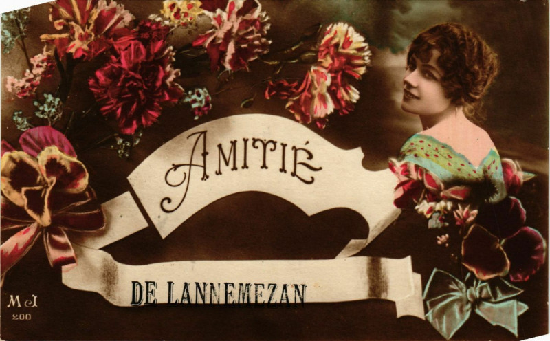 Carte postale ancienne Amitie - De Lannemezan
