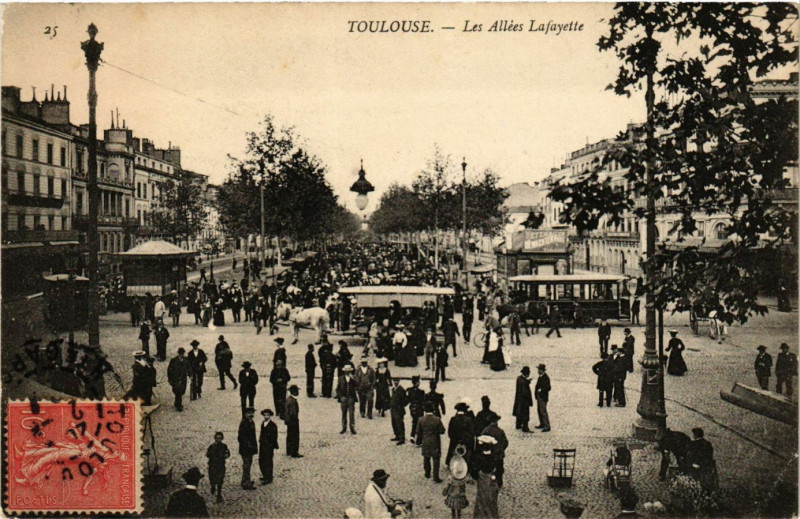 Carte postale ancienne Toulouse - Les Allées Lafayette à Toulouse