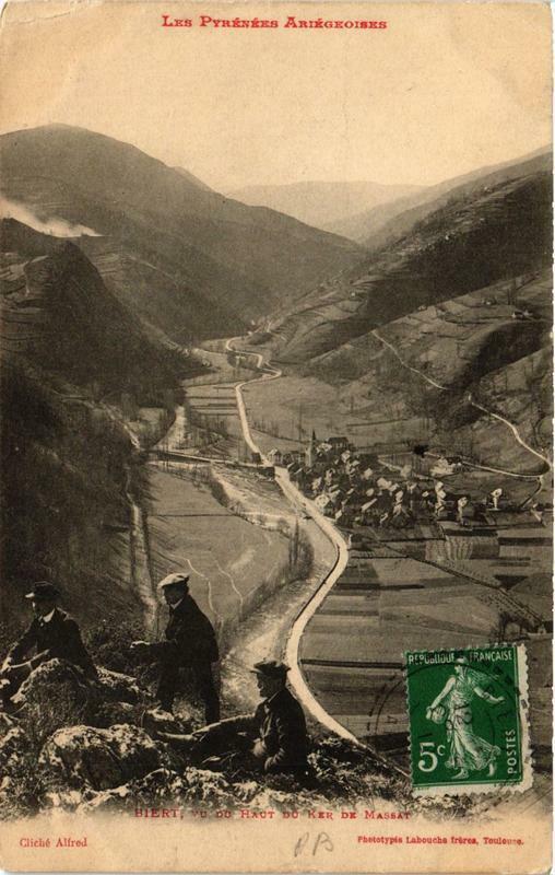 Carte postale ancienne Biert vu du Haut du Ker de Massat à Biert