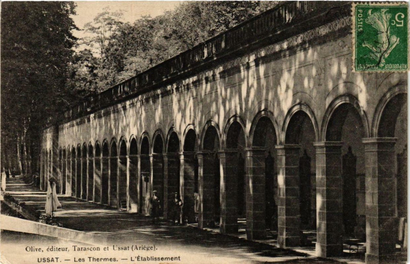 Carte postale ancienne Ussat Les Thermes, L'Etablissement à Ussat