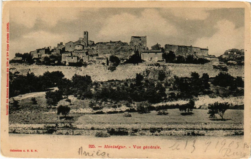 Carte postale ancienne Montsegur Vue Générale à Montségur