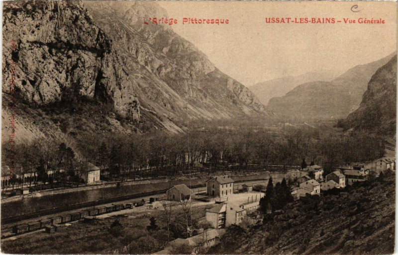 Carte postale ancienne Ussat-les-Bains Vue Générale à Ussat
