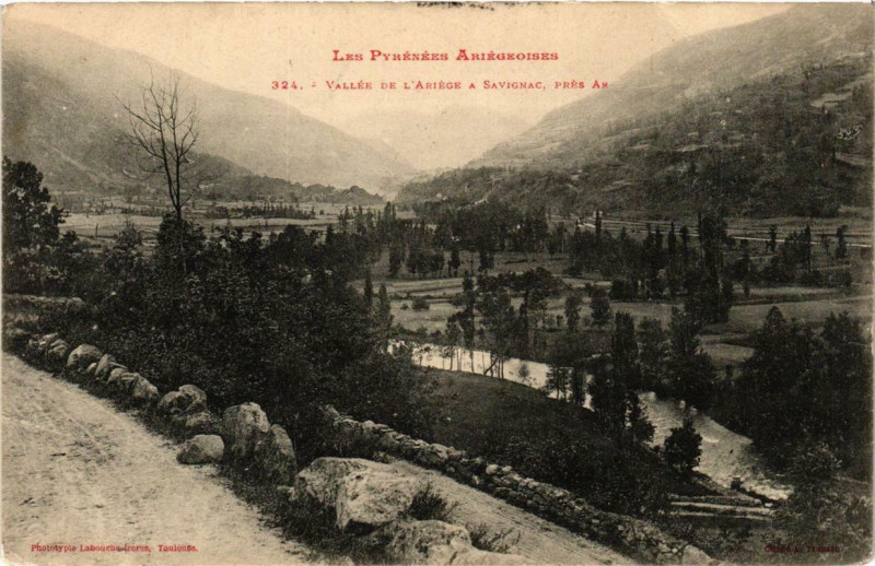 Carte postale ancienne Vallée de l'Ariege a Savignac