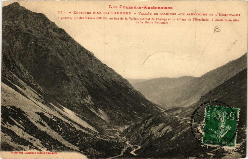 Carte postale ancienne Env.d'Ax-les-THERMES, Vallée de l'Ariege à Ax-les-Thermes