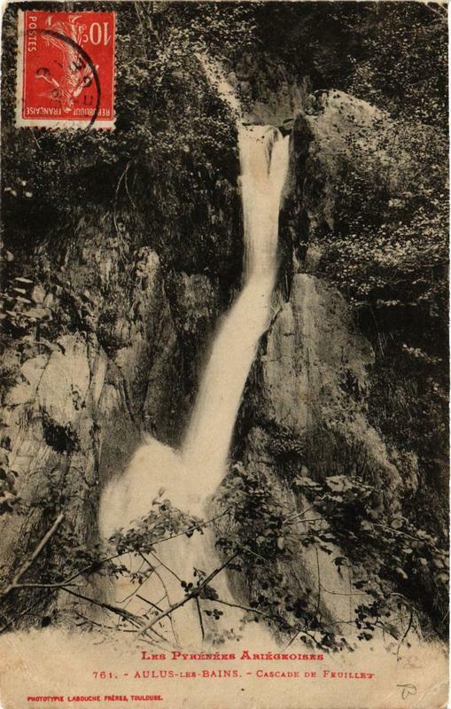 Carte postale ancienne Aulus-les-Bains Cascade de Feuillet à Aulus-les-Bains