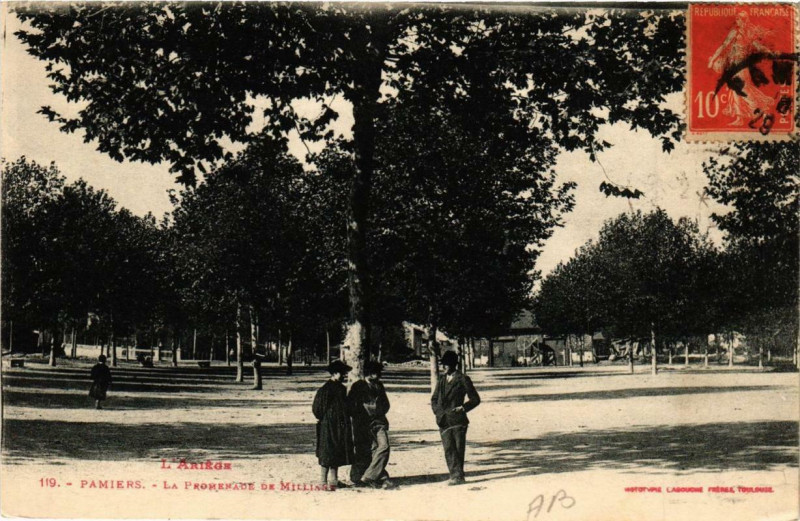 Carte postale ancienne Pamiers La Promenade de Milliane à Pamiers