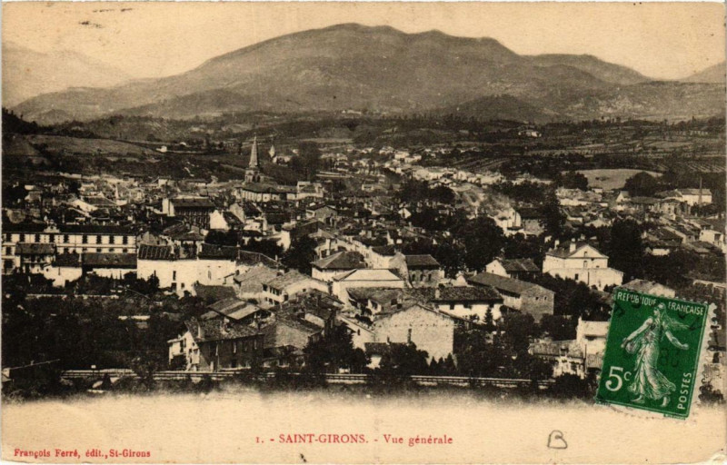 Carte postale ancienne Saint-Girons Vue Générale à Saint-Girons
