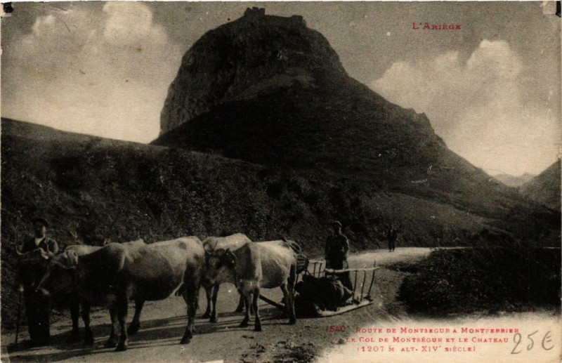 Carte postale ancienne L'Ariege Route de Montsegur a Montferrier à Montségur