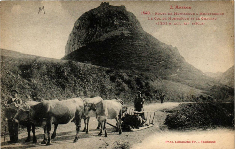 Carte postale ancienne L'Ariege Route de Montsegur a Montferrier à Montségur