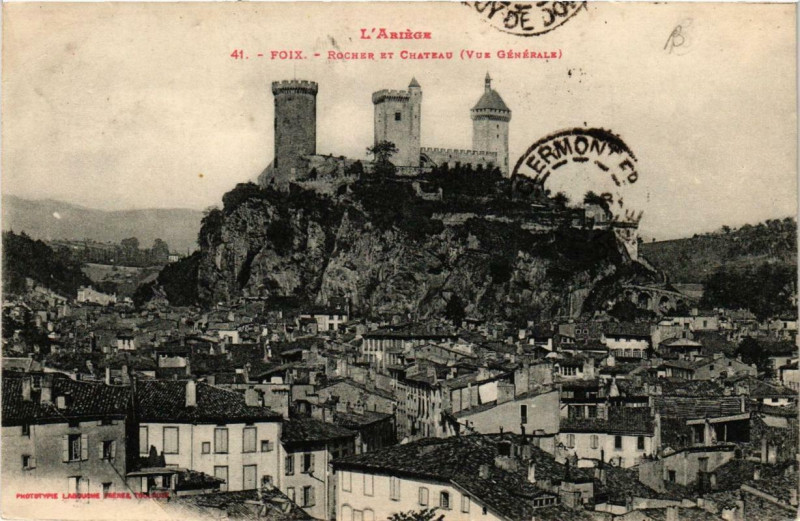 Carte postale ancienne Foix Rocher et Chateau, Vue Générale à Foix