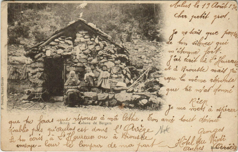 Carte postale ancienne Aulus Cabane de Bergers