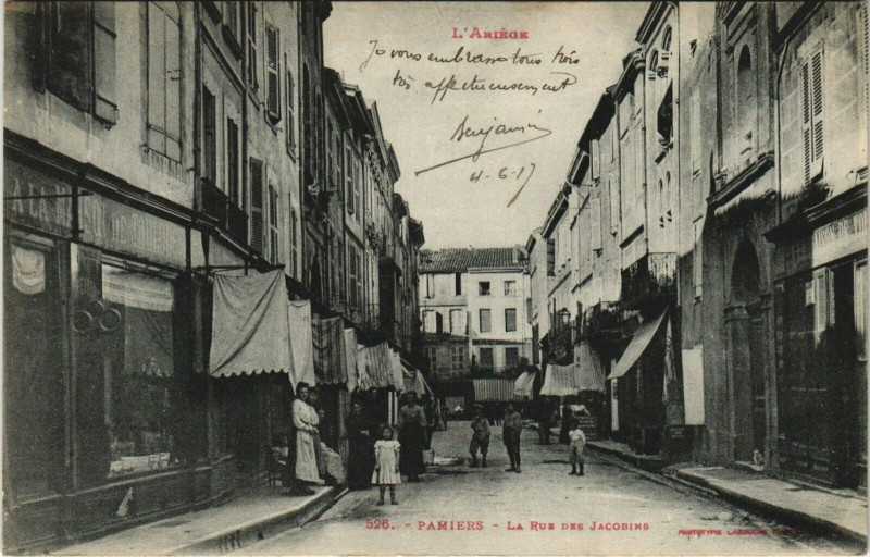 Carte postale ancienne Pamiers Rue des Jacobins à Pamiers