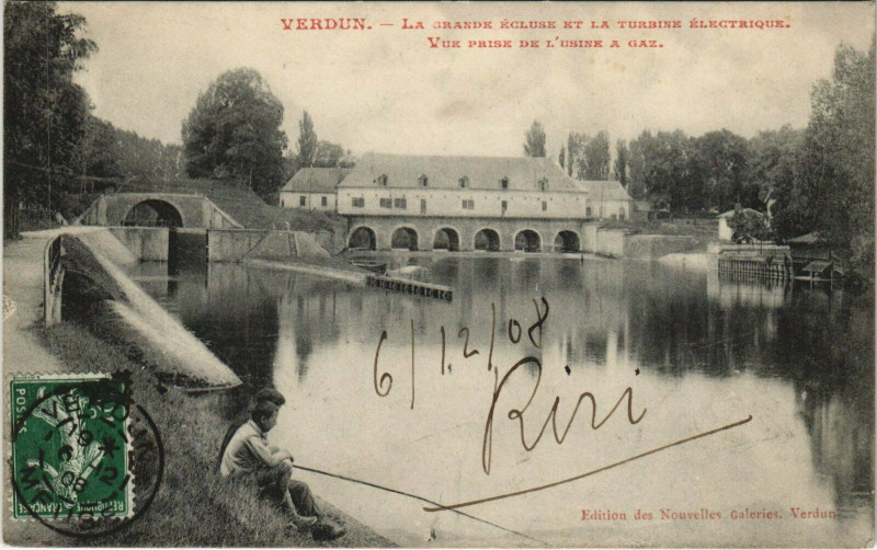 Carte postale ancienne Verdun Grande Ecluse Turbine électrique à Verdun