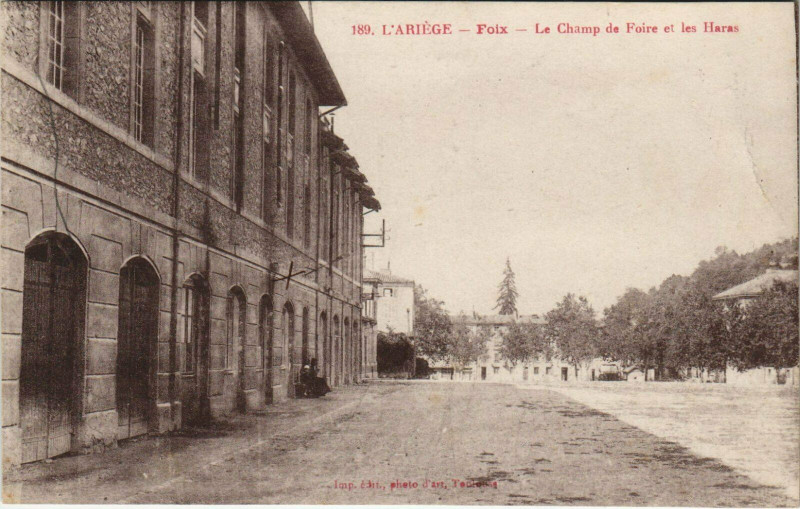 Carte postale ancienne Foix Champ de Foire et les Halles à Foix