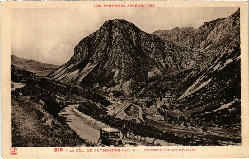 Carte postale ancienne Col de Puymorens- Descente sur l'Hospitalet France