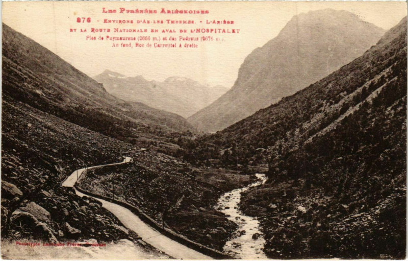 Carte postale ancienne Route Nationale en Aval de l'Hospitalet France