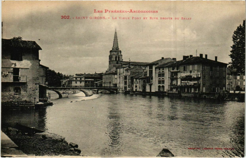 Carte postale ancienne Saint Girons- Le Vieux Pont, Rive Droite du Salat France à Saint-Girons