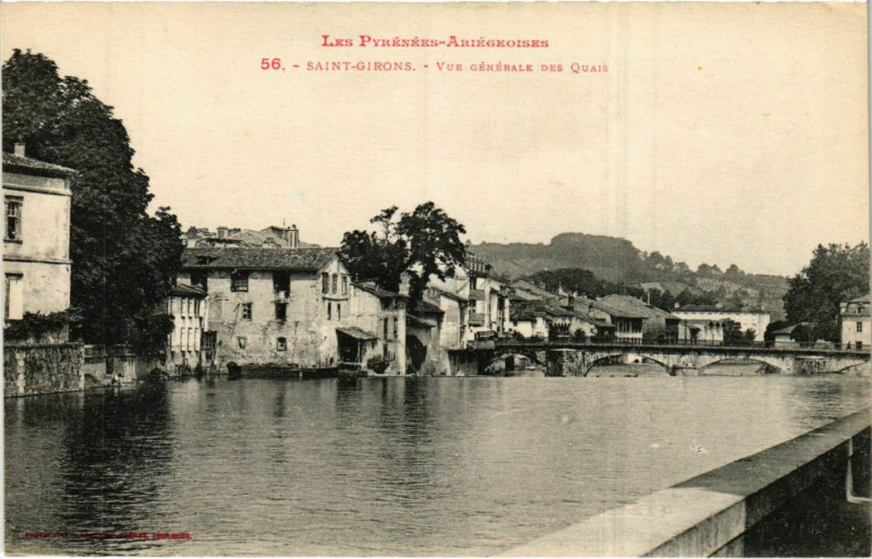 Carte postale ancienne Saint Girons- vue generale des Quais France à Saint-Girons