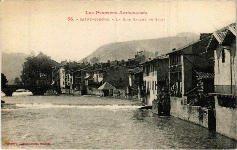 Carte postale ancienne Saint Girons- La Rive Guache du Salat France à Saint-Girons