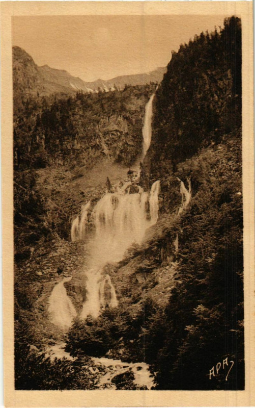 Carte postale ancienne Aulus- Grande Cascade d'Arse France