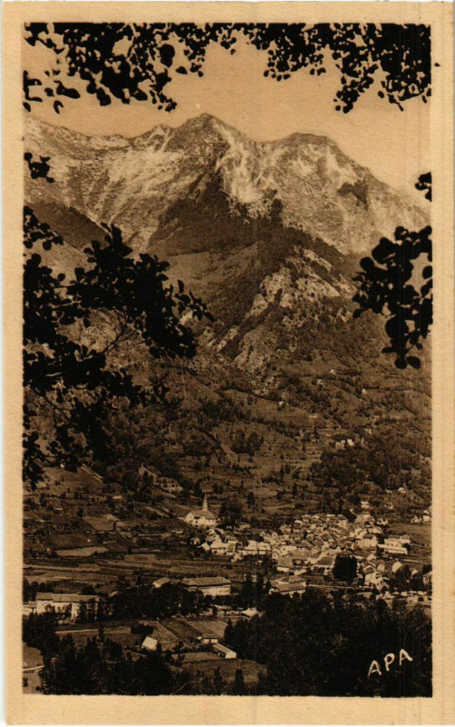 Carte postale ancienne Aulus- vue generale ,Montagne des Edelweis France