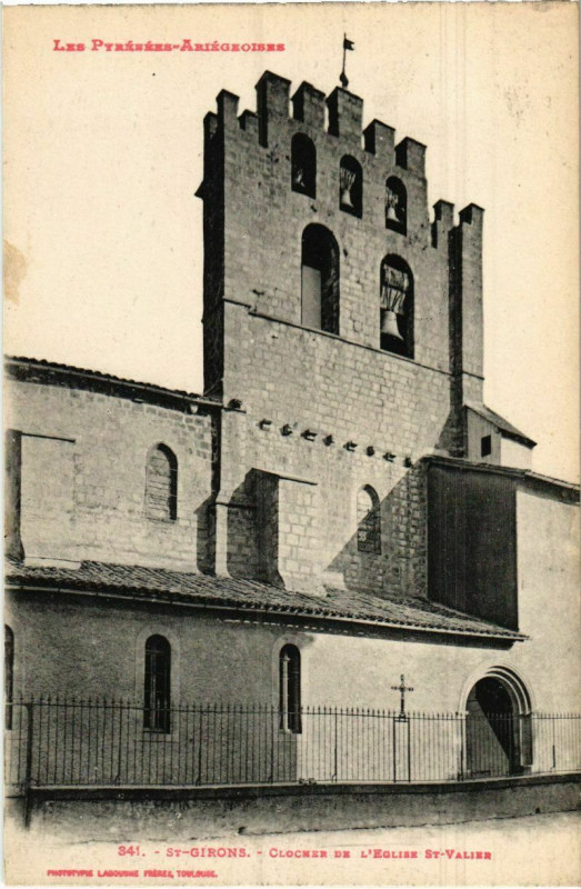 Carte postale ancienne Saint Girons- Clocher de l'EgliseSaint-Valier France à Saint-Girons